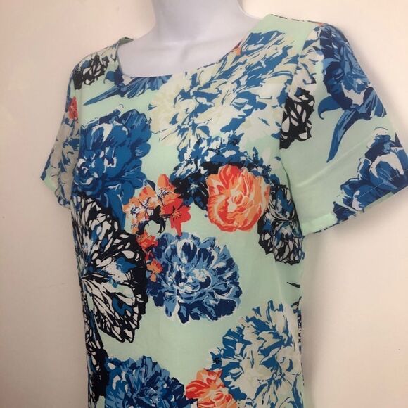 J. Crew Size 2 Fully Lined Light Turquoise Floral Shift Dress! - Picture 1 of 8
